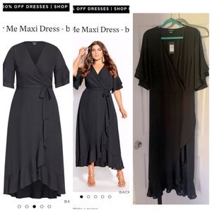 ‼️NWT‼️

Women’s black size 20
Brand: City Chic
Style: flutter me maxi dress
$45